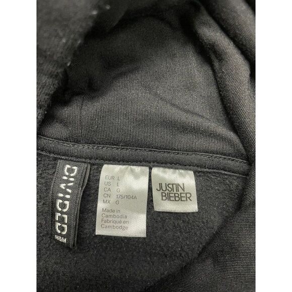 H&M Justin Bieber Stadium Purpose Tour Hoodie Cropped Women Large Black Music - Picture 4 of 5